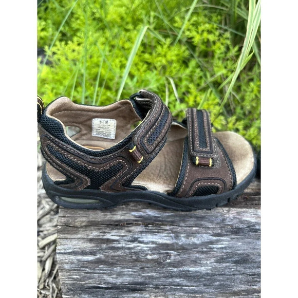 Stride Rite Brown Black Kids Sandals Hook And Loop Closure 9.5 - Picture 8 of 9